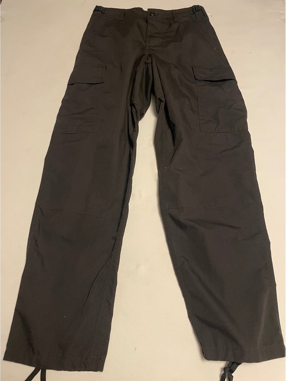 Tru-Spec Black Tactical Cargo Pants with Adjustable Waist and Drawstring Ankles